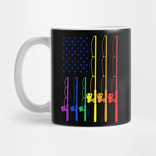 LGBT Pride Spinning Rod Fishing Pole USA Flag Mug